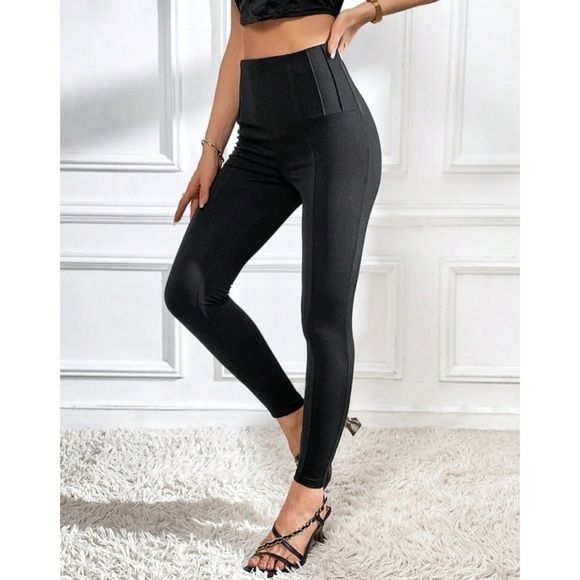 Black Mid Rise leggings pants size Large - Picture 6 of 9